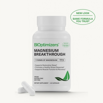 BIOptimizers Magnesium Breakthrough 500mg, 7 Forms of Magnesium 30 Capsules Glycinate, Malate, Citrate & More for Restful Sleep, Stress Resilience & Muscle Recovery